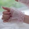 Stretchable Sheer Hand Sleeves Wrist Cuffs Cover with Delicate Lace And Artificial Pearls For Formal Event Anime Event