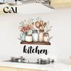Kitchen Wall Mural Cartoon Sticker, Watercolor Decorative Decal, PVC Waterproof Art Stickers Mural, Removable Decals for Cabinet Window Glass Doors