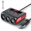 [2025 New Style] SONRU 7-IN-1 Cigarette Lighter Socket with 3 USB Extensions, 4 USB