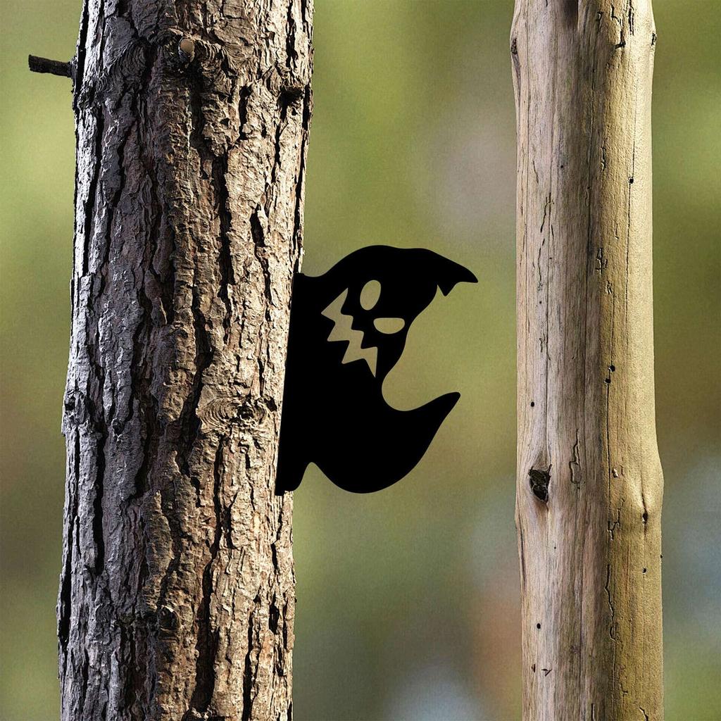 Halloween Tree Insertion Iron Silhouette Metal Crafts Outdoor Garden Tree Decoration