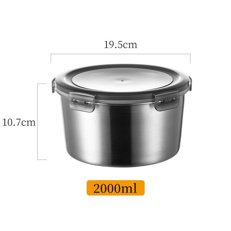 304 Stainless Steel Rectangular Fresh-Keeping Lunch Box with Lid for Kitchen Storage