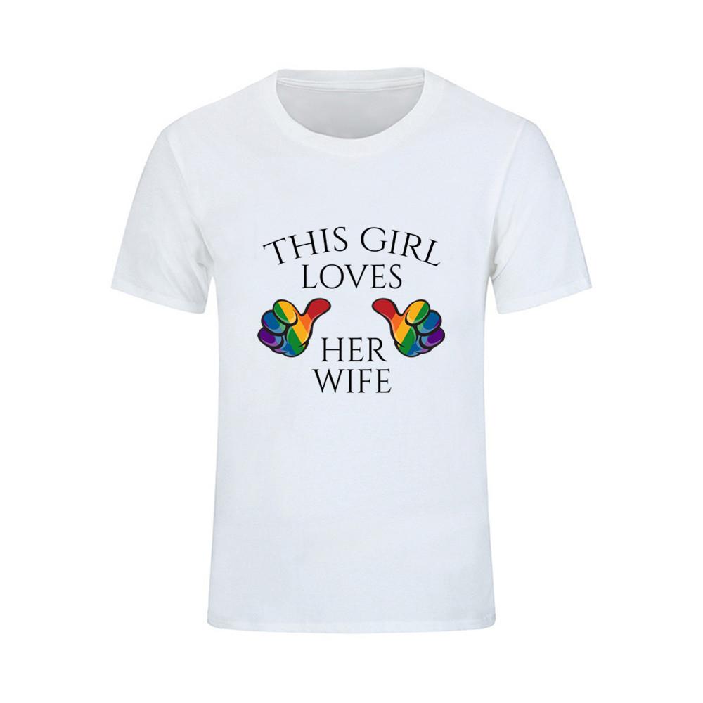 Casualowa koszulka z krótkim rękawem z nadrukiem Lovely Men Tshirt Summer Style Ta dziewczyna kocha swoją żonę Luźna