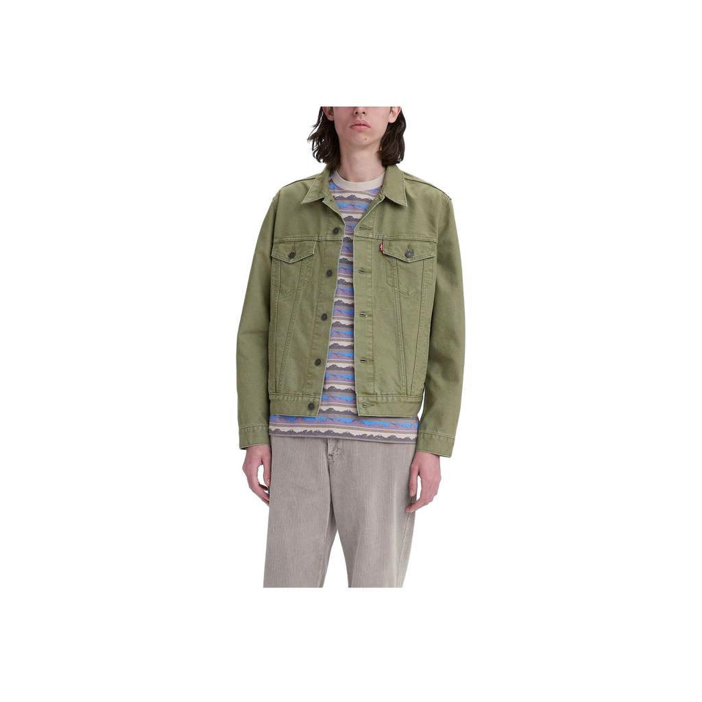 Levis Solid Color Polo Collar Long Sleeve Casual Jacket Men jackets Olive-Green 72334-0632