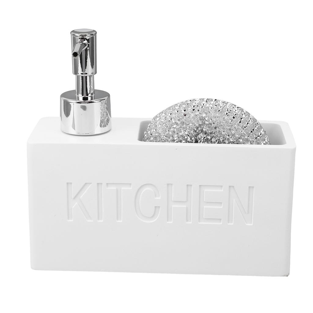 Kitchen Soap Dispenser with Sponge Holder Press Type Dish Soap Dispenser Pump Bottle with Steel