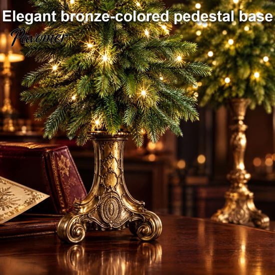 Reusable Holiday Table Decor Vintage Lighted Norfolk Pine Tree with Remote Control, Battery Operated Artificial Christmas Traditional Display
