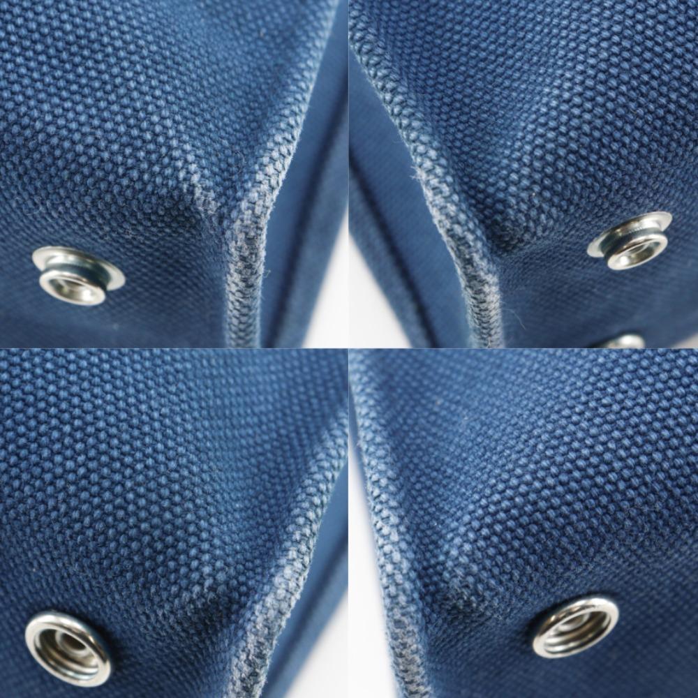 Hermes Kavasmira PM Handbag MedorHardware Navy Blue Canvas Unisex Used