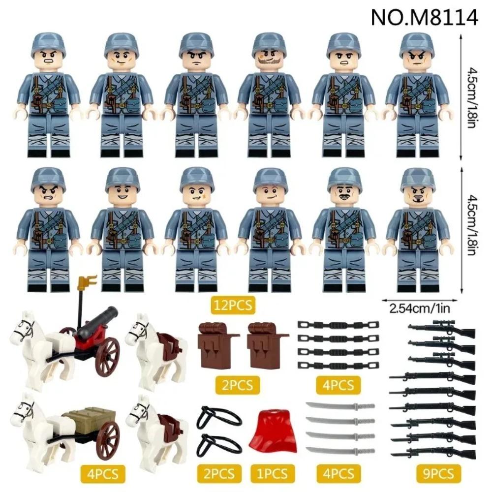 M8181 Eighth Route Army Assembly Assembled Small Particle Puzzle Toy Carriage and Fired Gun