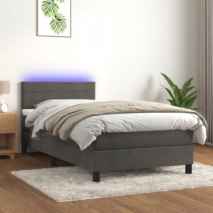 VidaXL Sommier à Lattes de Lit avec Matelas et LED, Lit Rembourré, Lit Simple, Lit Adulte de Chambre à Coucher Intérieur, 3134448