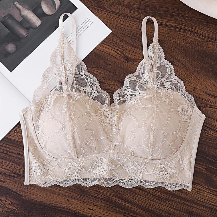 

Pure Desire Sexy Lace Push-Up Lingerie - Seamless, Breathable, Hollow Back, Fixed Cup, Side Support for Women L [110-130 lbs]