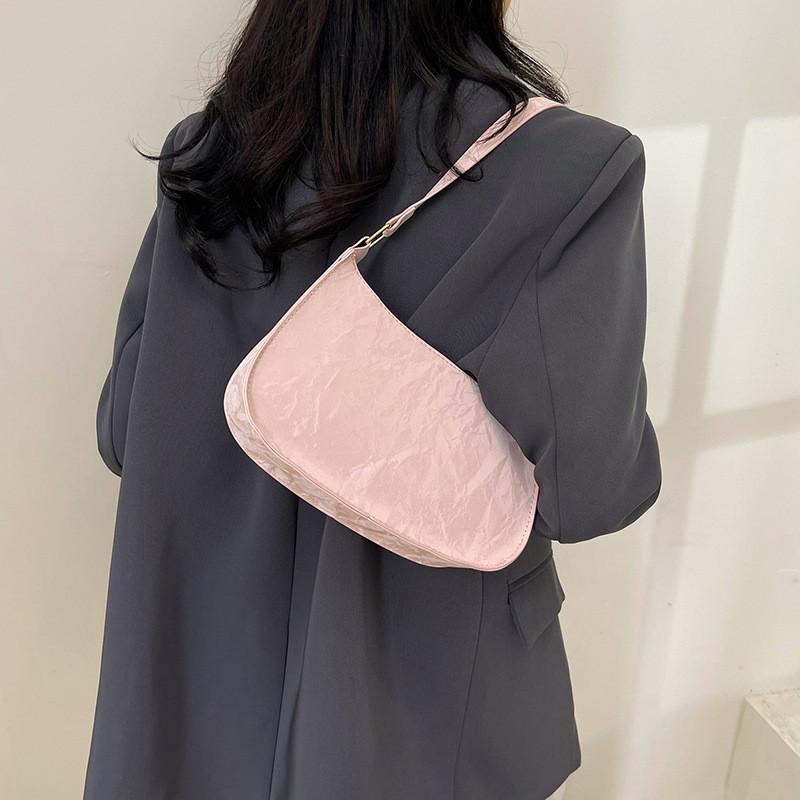 Crossborder Style Pu Mini Crescent Bag With Zipper Closure For Casual Travel