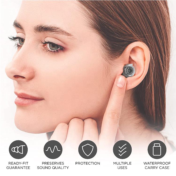 Reusable High Fidelity Silicone Earplugs 18dB SNR Noise Cancelling Concert Ear Plugs for Musicians DJs Travel Study Motorcycles