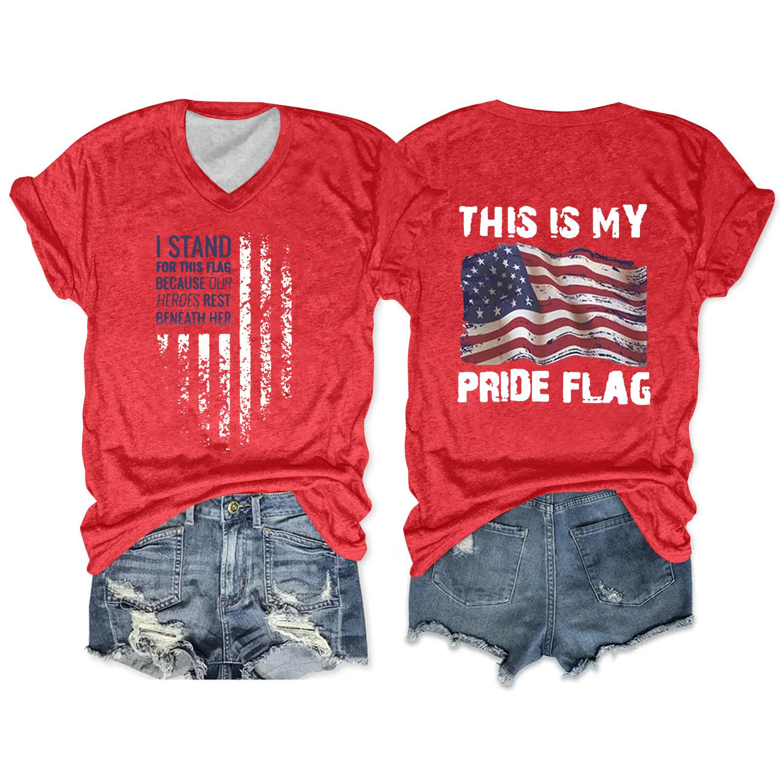 

Женская футболка, повседневный свободный пуловер с v-образным вырезом и короткими рукавами с принтом XXL красный