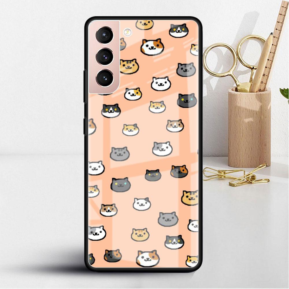 Glass Case For Samsung Galaxy S22 S20 FE S21 Plus Phone Cover S10 5G S9 Note 20 Ultra 10 Lite Shell Cute Dogs Cat Animal
