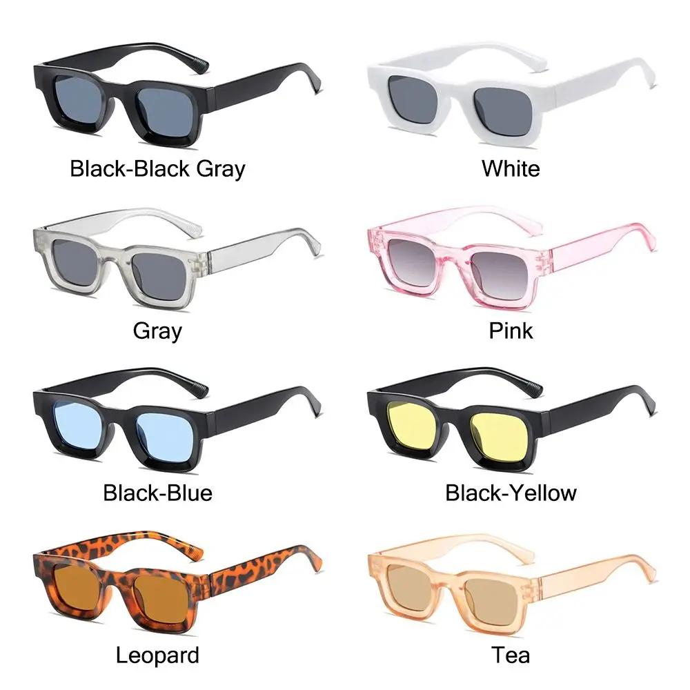 Trendy Thick Square Sunglasses Chunky Beach/Travel/Streetwear Rectangle Shades UV400 Protection Eyewear for Women & Men