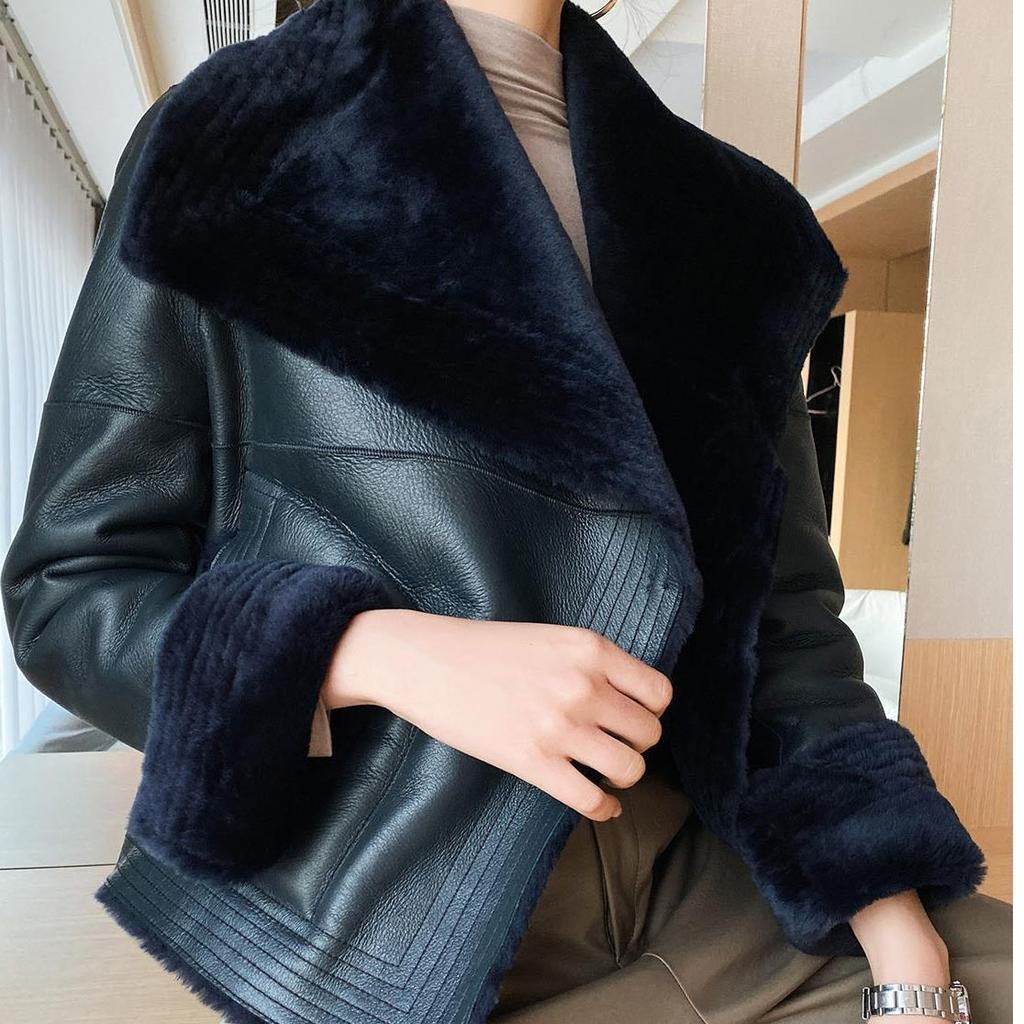 Women's Plus-size Leather Coat Fur Integrated Thick Leather Coat Plus-size Flocked Coat Fleece Leather Jacket