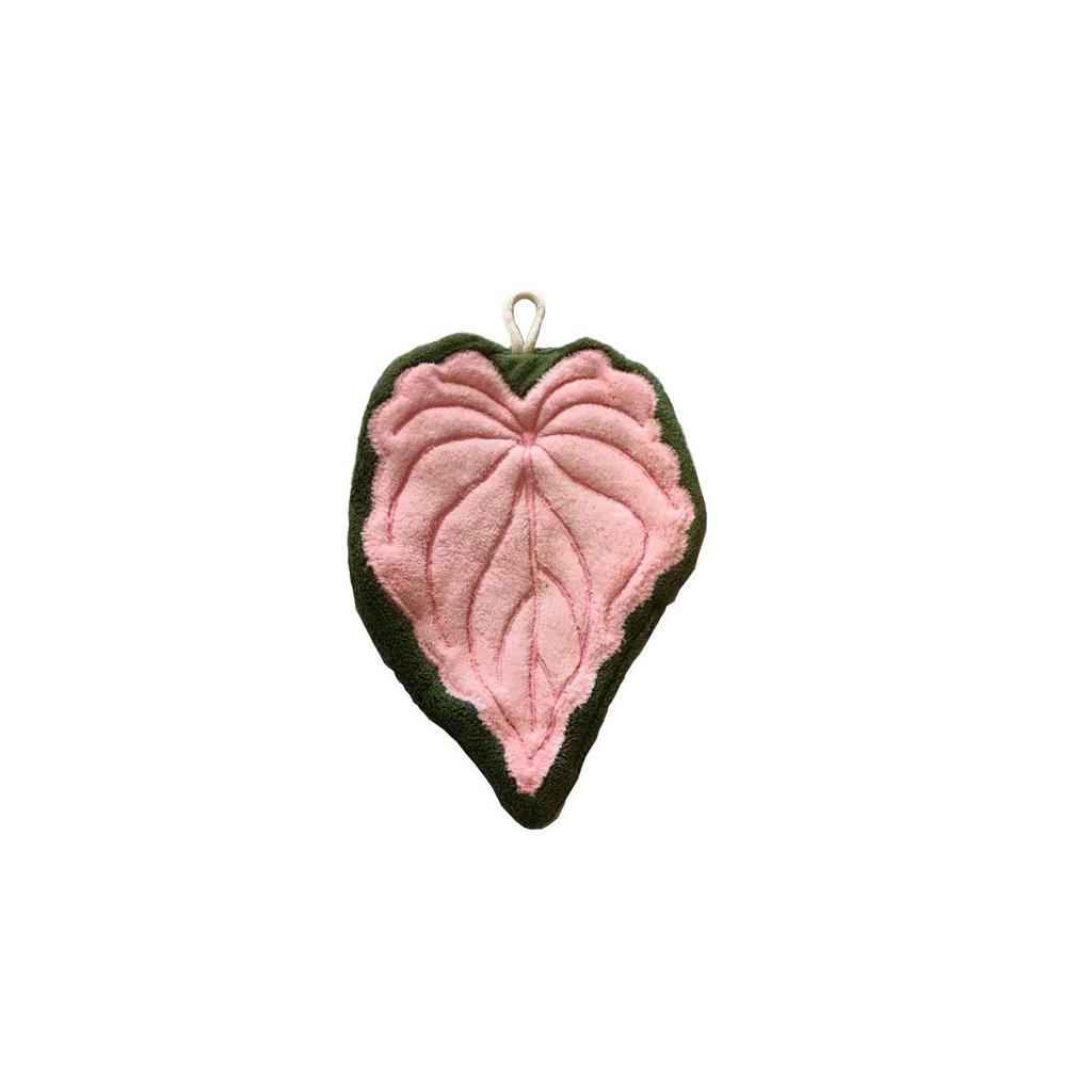 Leaf-Shaped Coral Fleece Hanging Hand Towel for Kitchen & Bathroom Cleaning