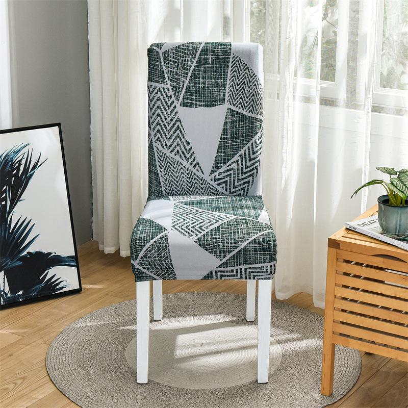 

Printed Chair Cover Geometric Pattern Stain-Resistant Anti-Dust Seat Cover Minimalist Fashion Hotel Home Dining Chair Protector 1 pc