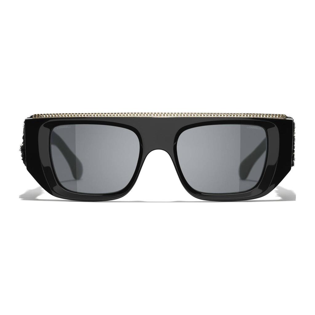 Chanel Logo Arm Acetate Pilot Sunglasses Women Sunglasses Black C622/S4,A71549-X22001-S3005