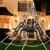 Décorations d'Halloween, Toile d'araignée triangulaire 200" Araignée géante 59"