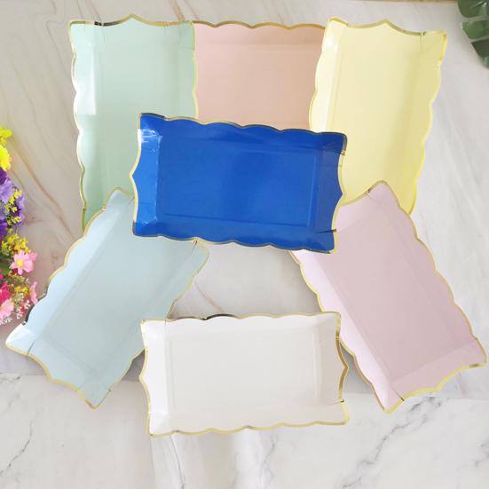 4Pcs/Set Disposable Fruit Plate Multifunctional Large Capacity Colorful Rectangular Disposable Tableware Plate for Picnic