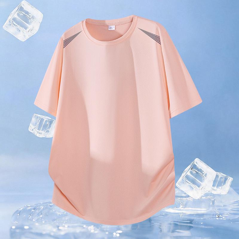 Sommer Lässiges Einfarbiges Kurzarm-T-Shirt Für Herren, Eisseiden-T-Shirt