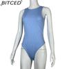 BITCED Damen Sommer Body Ärmelloser Gerippter Body