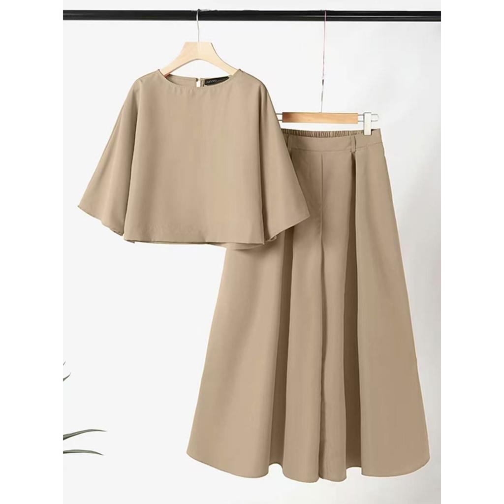 Women 3/4 Sleeve Blouse and Wide Leg Trousers Casual Two Piece Sets
