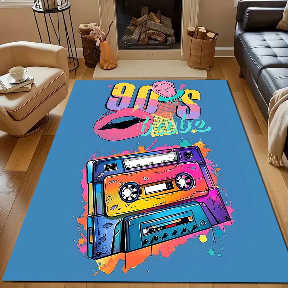 "90s Babe Retro Cassette Design" Patterned carpet, non slip mat suitable for living room and bedroom sofas