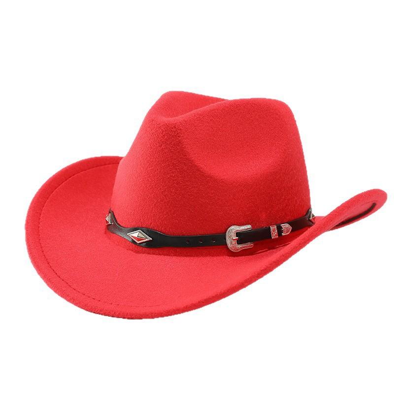 New western cowboy hat jazz hat autumn and winter men's and women's European and American style warped edge felt top hat