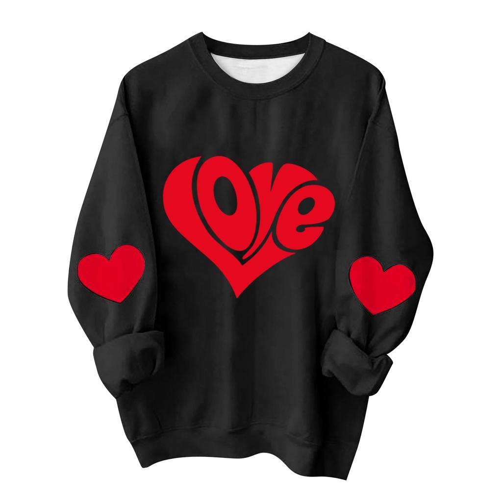 Women's Casual Fashion Valentine's Day Printing Long Sleeve O-Neck Pullover Top Blouse
