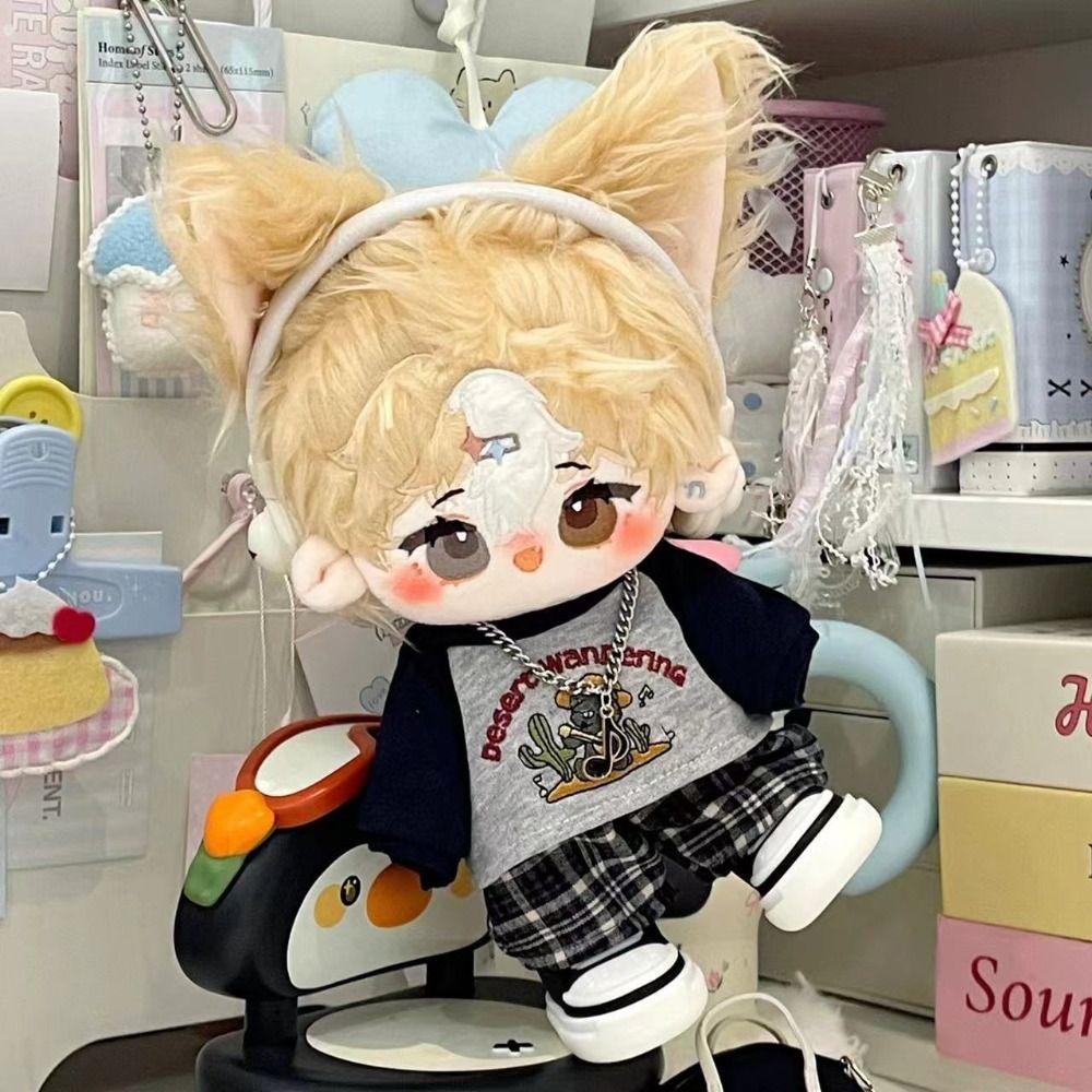 20Cm Cotton Doll Clothes T-Shirt Shorts Set With Necklace Cute Lovely Doll Suit Dress Up Diy Doll Accessories Kids Toys