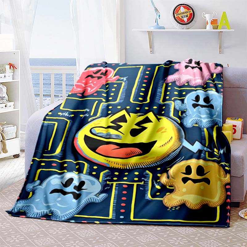 2026 New Pac-Man Puzzle Game, Warm Blanket, Winter Bedding, Car Blanket, Multifunctional Holiday Gift 75x90cm