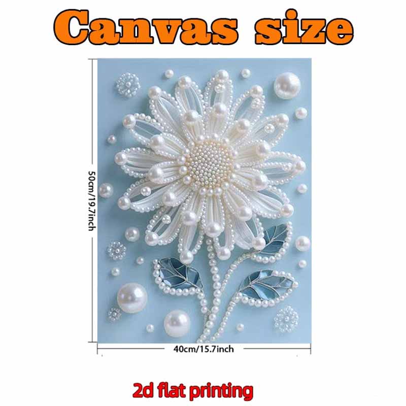 Pearl White Flowers DIY Diamond Art Kits 15.7x19.6inch Gem Art Diamond Painting Kits Without Frame for Adults Gift Idea Home Wall Decor