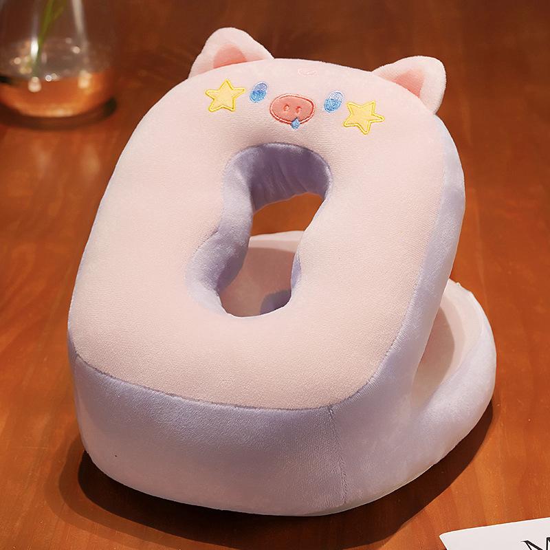 Cute Cat Nap Pillow Ice Silk Plush Throw Pillow Cuddle Cat Office Table Nap Artifact Waist Backrest Female