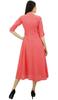 Bimba Women's Cotton Dress Roll Up Sleeves Mandarin Collar Button Down Mid-Calf Shirt