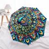Colorful Peacock Mandala Automatic Opening Folding Umbrella with 8-Bone Iron Frame - Perfect for Festivals, Travel, Daily Use, and Gifts!112
