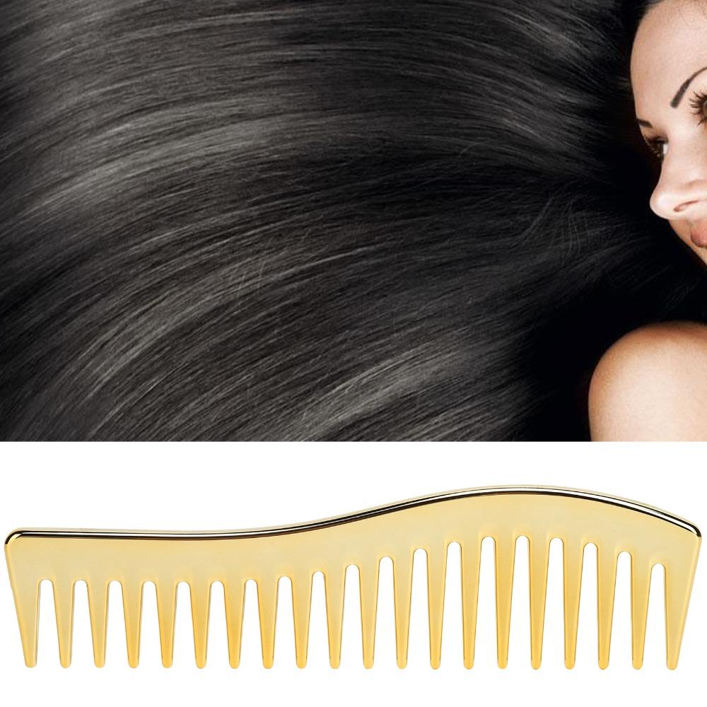No Handle Wide Tooth Comb Large Size Gold Color Detangling Comb Wide Tooth Design Professional Salon Comb Home Use