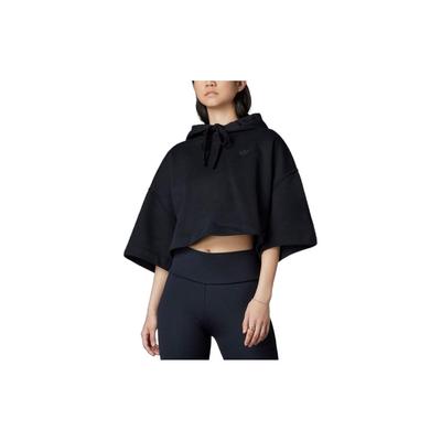 Originals X Blue Version Crop Hoodie Solide Logo Stickerei Lässiges Kurzarm Sweatshirt Damen Hoodies Schwarz HK7228