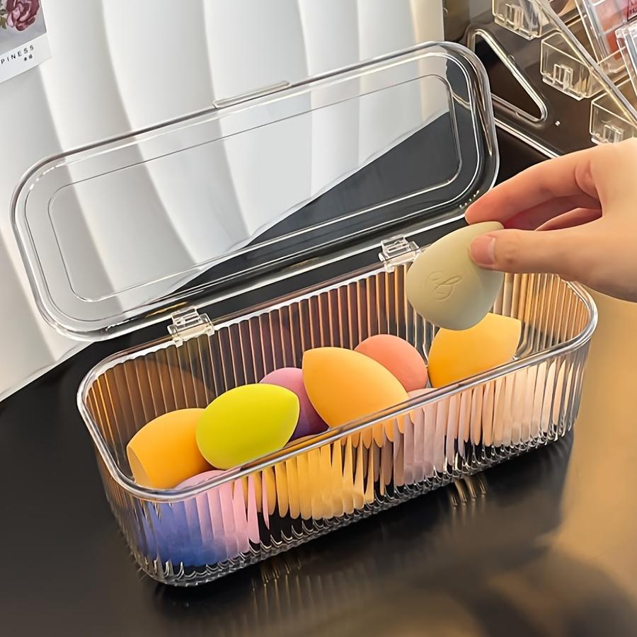 Clear Acrylic Makeup Organizer, Dust-Proof Flip Top Lid Storage for Brushes & Lipsticks. Portable Cosmetic Box.