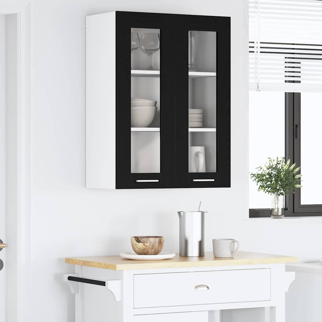Hanging Cabinet Black Oak Effect 60 X 31 X 80 Cm Engineered Wood