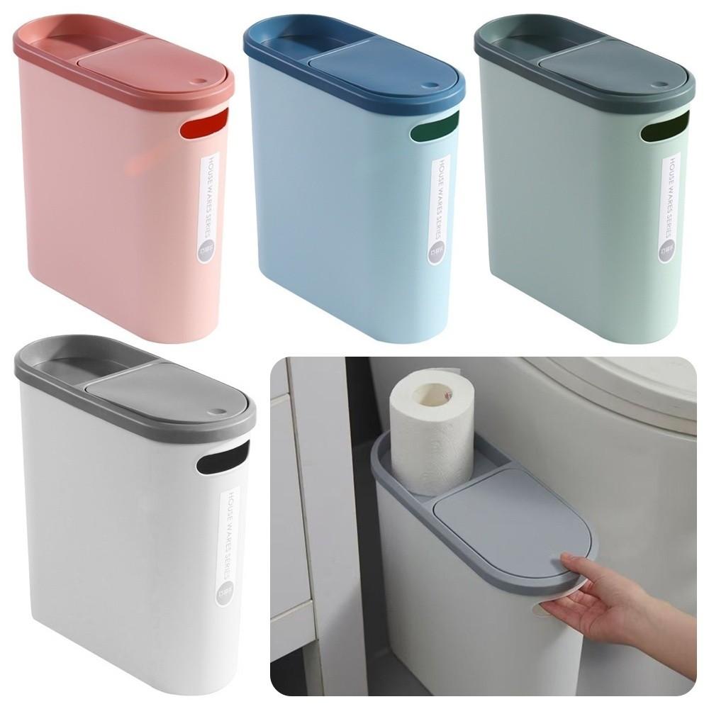 10L Trash Can Plastic Rubbish Bin Creative Semi Automatic Garbage Bin  Small Bathroom Storage