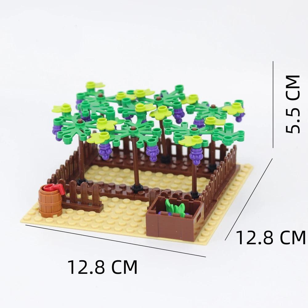 MOC Farm Set Stavebnice Plodina Rostlina Dýně Konírna Kráva Kruh Zvířata Město Pohled na ulici Kostky Model Hračky