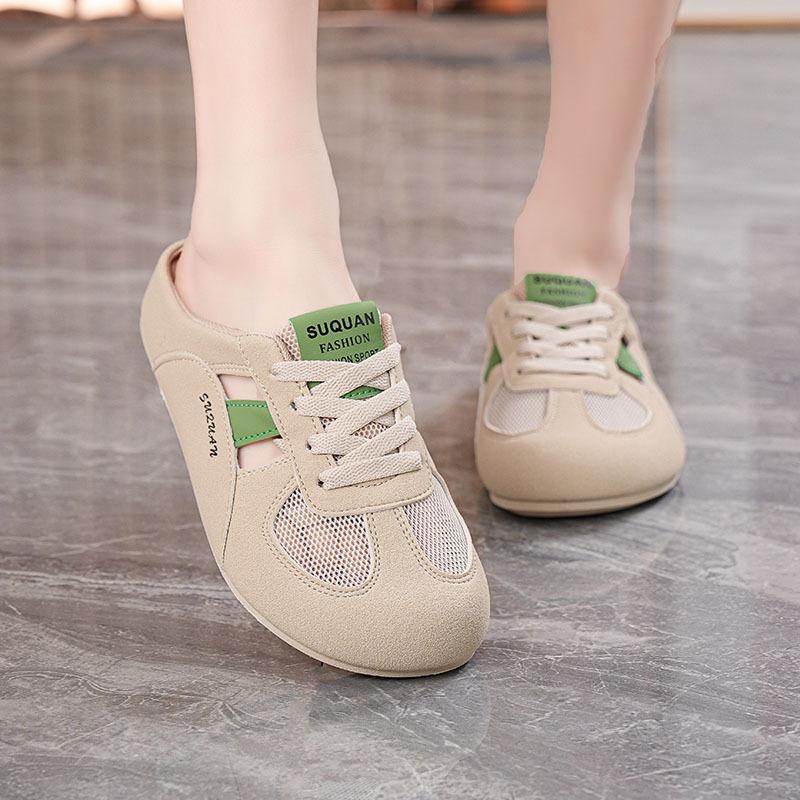 Summer new soft bottom half slippers ins retro flat bottom inner bag head slippers K