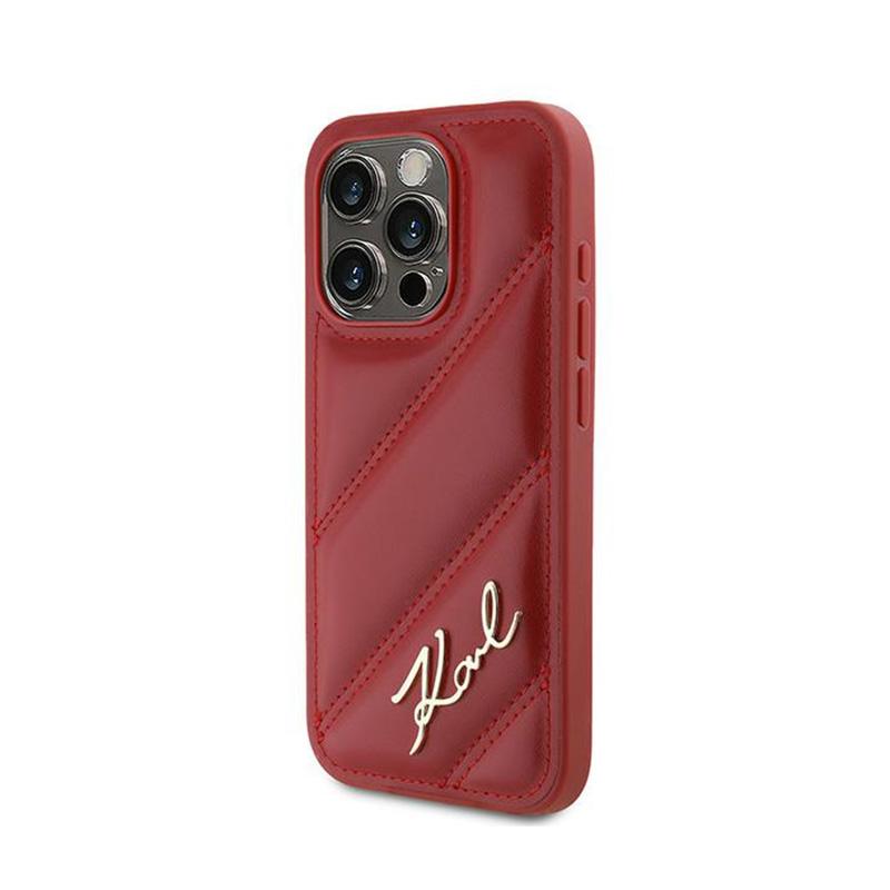Karl Lagerfeld Diagonal Quilted Script - Etui Iphone 15 Pro (Czerwony)