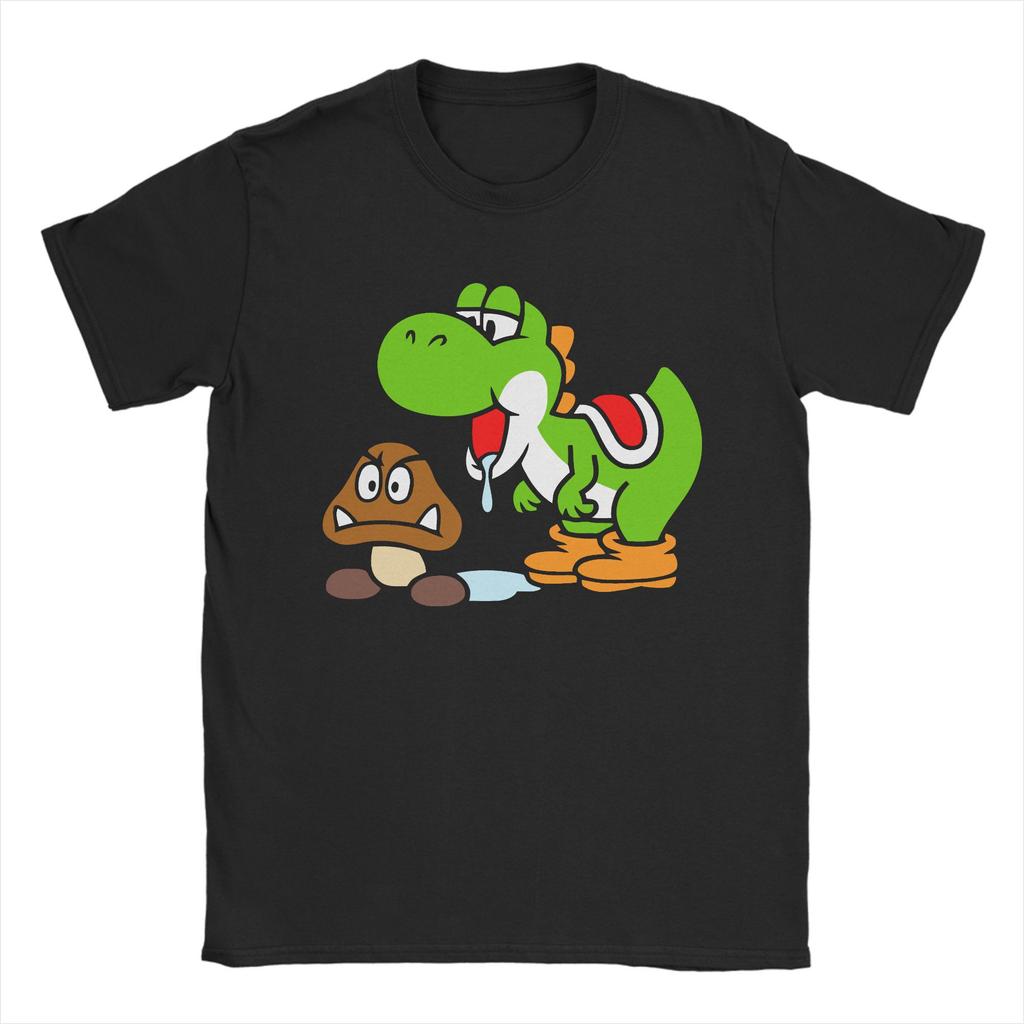 Super Marios Yoshi and Goomba Men's Women's T Shirts Casual Tee Shirt Short Sleeve Crew Neck T-Shirt Cotton 3XL Clothes