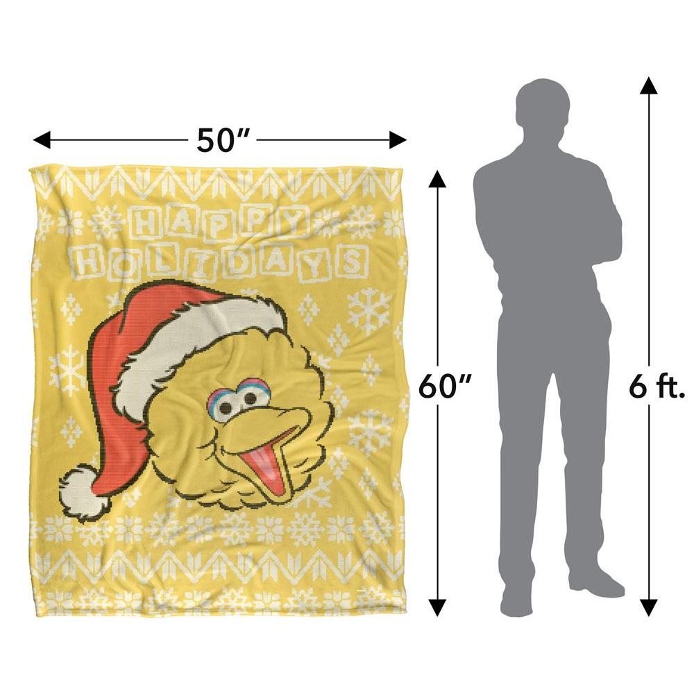 Sesame Street Silky Christmas Sweater Big Bird Supersoft Blanket
