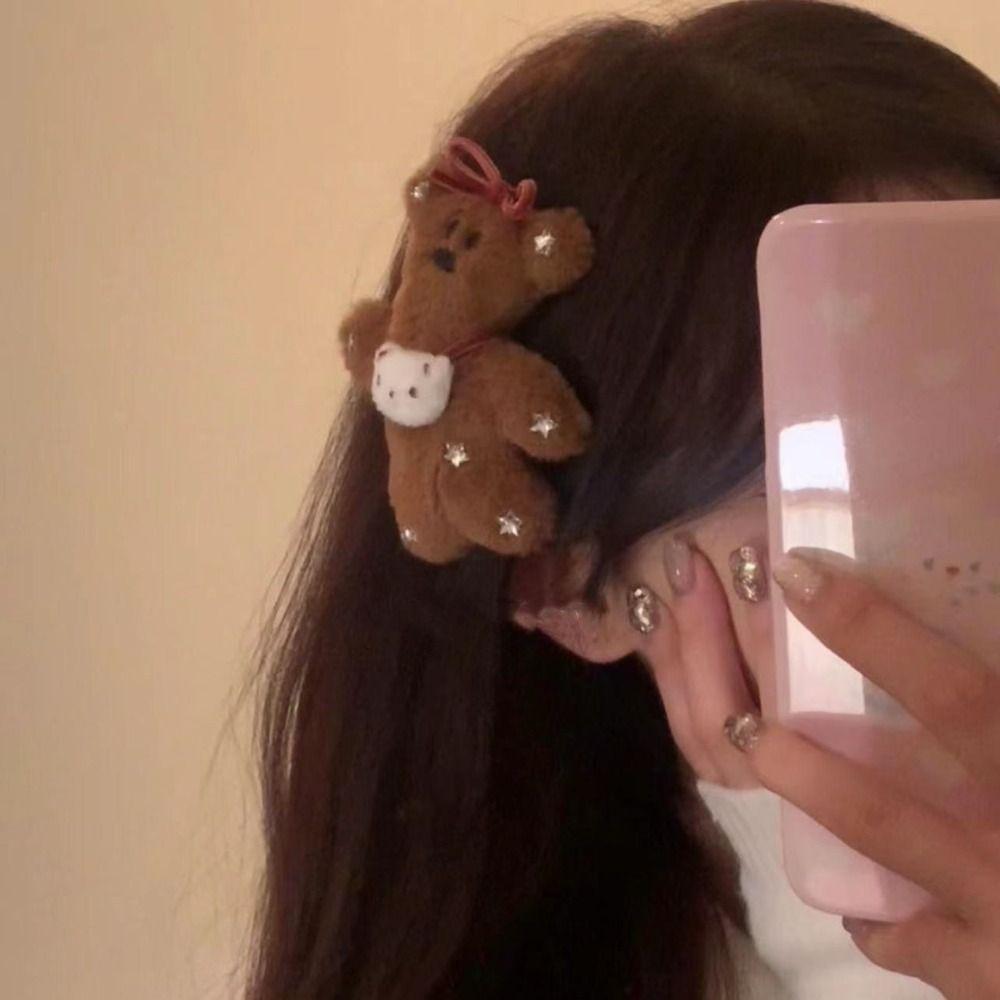 

Заколки для волос с плюшевым мишкой, аксессуары для волос, заколки с мультяшной челкой, заколки для волос
