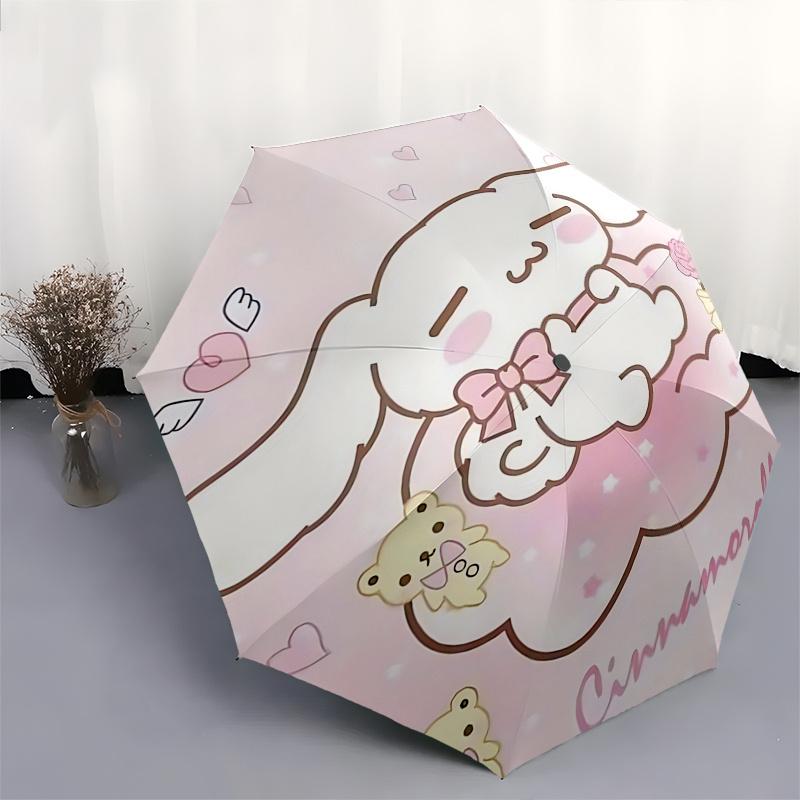 1pc Cinnamoroll Automatic Folding Umbrella - Portable 3-Fold Design with 8-Bone Iron Frame, Perfect for Fans, Travel, Daily Use, and Festive Gifts.R00