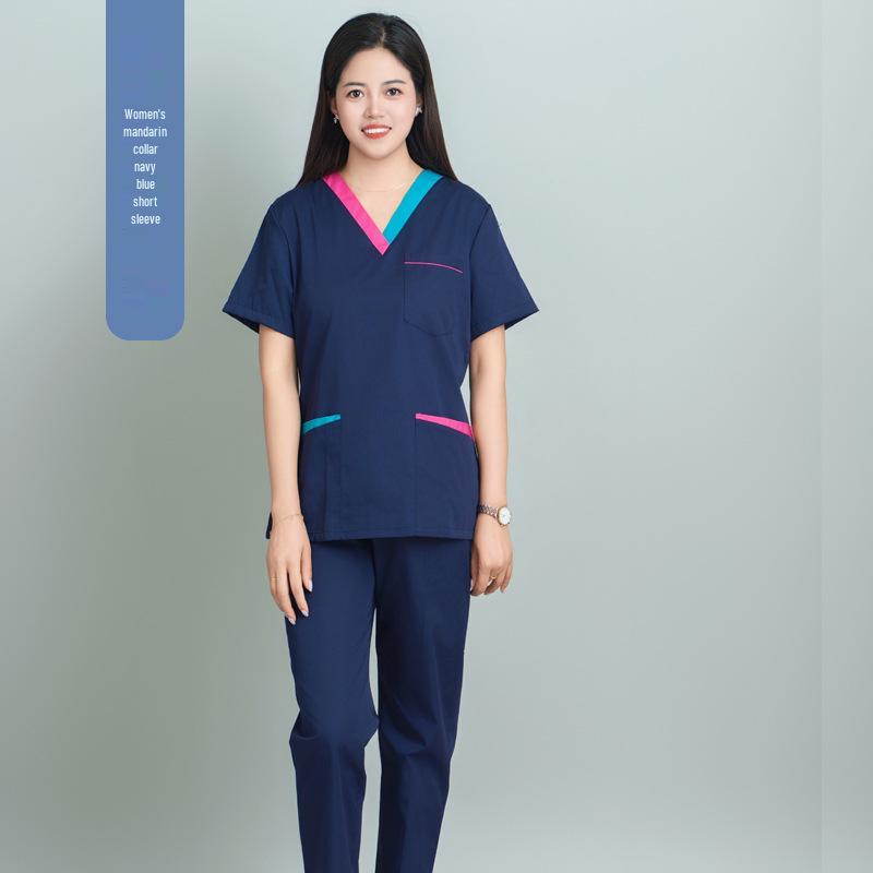 

Жіночий костюм для скрабу з коротким рукавом та хірургічний халат, комплект медсестри для салону краси та стоматологічної роботи. S