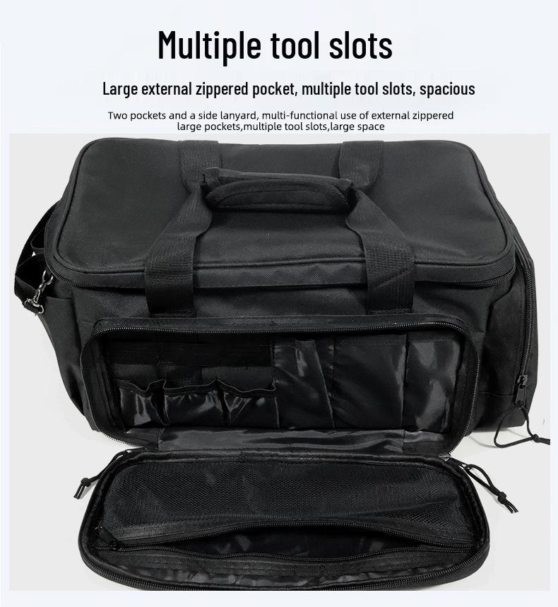 Sac de rangement d'outils tactique noir amélioré avec couvercle de support, fond épais, antidérapant, résistant à l'usure.